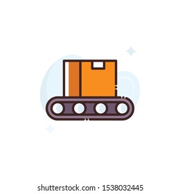 Conveyor Belt vector illustration. Outline filled Shipping and Delivery icons.