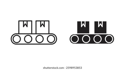 Conveyor belt vector line icon illustration collection.
