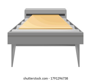 Conveyor Belt with Wooden Plank for Furniture Production Vector Illustration