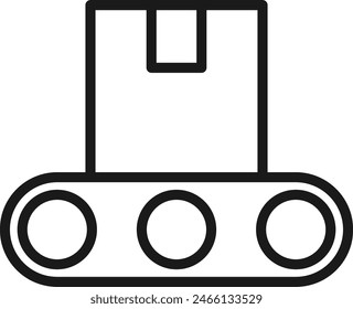 Conveyor belts and sorting machine icon. packaging production process symbol.