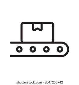 icono de línea de caja transportadora aislado en fondo blanco
