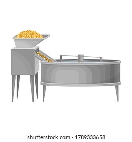 Conveyor with Cereal Grain Malting Process as Beer Production Vector Illustration