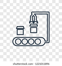 Conveyor concept vector linear icon isolated on transparent background, Conveyor concept transparency concept in outline style