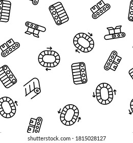 Conveyor Factory Tool Vector Seamless Pattern Thin Line Illustration