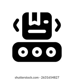 conveyor glyph icon. Strong and solid vector icon for websites, mobile interfaces, presentations, and visual branding. High quality and easy to edit.