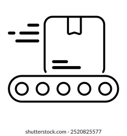 Conveyor icon. Conveyor, Conveyor belt, Factory, Package, Production, Industry, Delivery, Logistics, Machine. Vector icon illustration