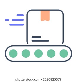 Conveyor icon. Conveyor, Conveyor belt, Factory, Package, Production, Industry, Delivery, Logistics, Machine. Vector icon illustration