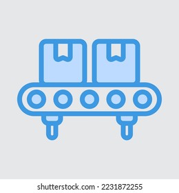 Das Symbol im blauen Stil über die Logistik einblenden, für die Präsentation mobiler App auf der Website verwenden