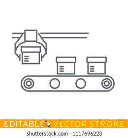 Conveyor icon. Editable stroke sketch icon. Stock vector illustration.