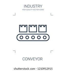 conveyor icon. high quality line conveyor icon on white background. from industry collection flat trendy vector conveyor symbol. use for web and mobile