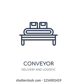 Conveyor icon. Conveyor linear symbol design from Delivery and logistic collection.