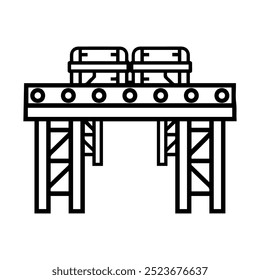conveyor icon or modern line symbol. Vector line art and icon design with bold outline. Black and white Pixel Perfect minimalistic symbol isolated white background. Silhouette simple thin sign