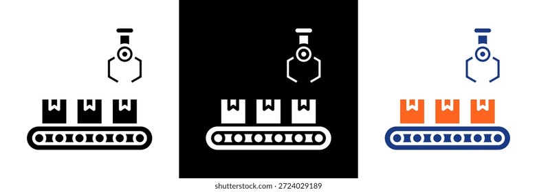 Conveyor Icon Set Glyph Vector Illustration