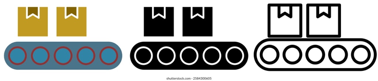 conveyor icon, simple flat style, illustration, logo sign symbol pictogram template, for ui or ux isolated on white for mobile app, editable