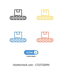 Conveyor icon vector four color isolated on white background.