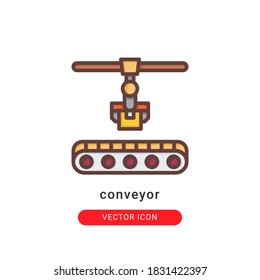 ilustración del vector de icono de transporte. diseño de color lineal por icono transportador.