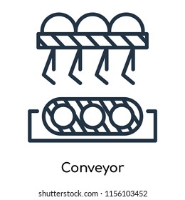 Conveyor icon vector isolated on white background, Conveyor transparent sign , thin symbols or lined elements in outline style