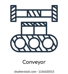 Conveyor icon vector isolated on white background, Conveyor transparent sign , thin symbols or lined elements in outline style