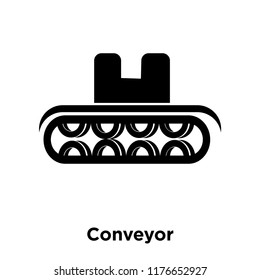Conveyor icon vector isolated on white background, logo concept of Conveyor sign on transparent background, filled black symbol