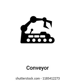 Conveyor icon vector isolated on white background, logo concept of Conveyor sign on transparent background, filled black symbol