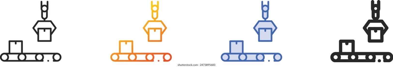 conveyor icon.Thin Linear, Gradient, Blue Stroke and bold Style Design Isolated On White Background