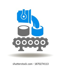 Conveyor Line Furnace Molten Icon Vector. Automation Steel Production Process Symbol. Heavy Metallurgy Sign. Metal Industry Foundry Illustration.