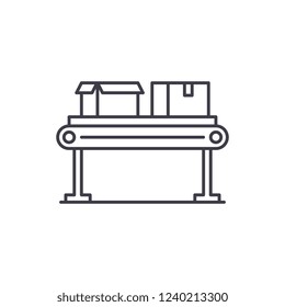 Conveyor line line icon concept. Conveyor line vector linear illustration, symbol, sign