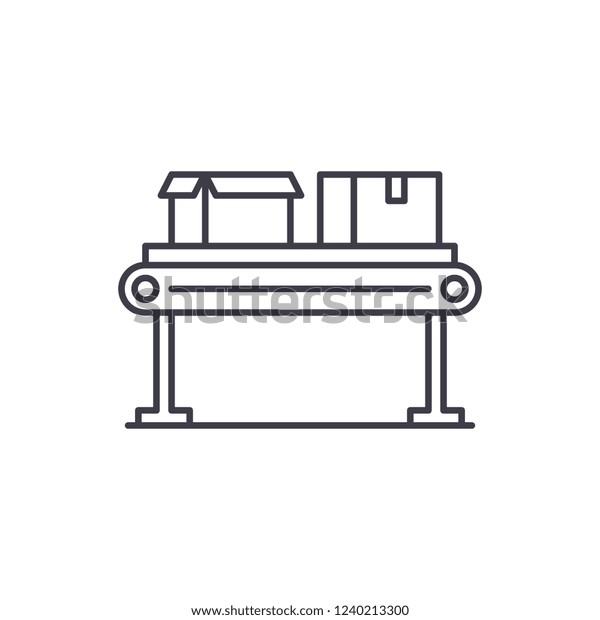 Conveyor line line icon concept. Conveyor\
line vector linear illustration, symbol,\
sign