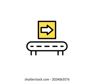 Icono de la línea de envío. Símbolo vectorial en estilo plano y a la moda sobre fondo blanco. El comercio canta por el diseño.