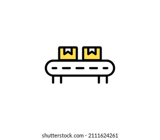 Conveyor line icon. Vector symbol in trendy flat style on white background. Commerce sing for design.