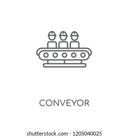 Conveyor linear icon. Conveyor concept stroke symbol design. Thin graphic elements vector illustration, outline pattern on a white background, eps 10.