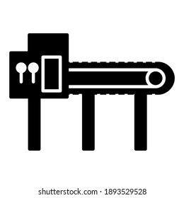 Conveyor machine icon in modern silhouette style design. Vector illustration isolated on white background.