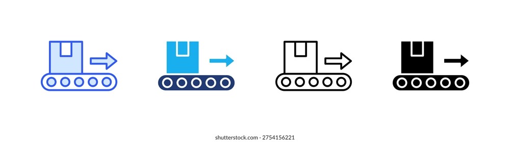 Conveyor Multiple Style Icon Set Vector