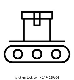 Conveyor packaging icon. Outline conveyor packaging vector icon for web design isolated on white background