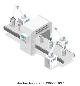 conveyor robot arm production isometric