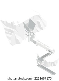 Obtención, extracción de arena, ilustración isométrica vectora