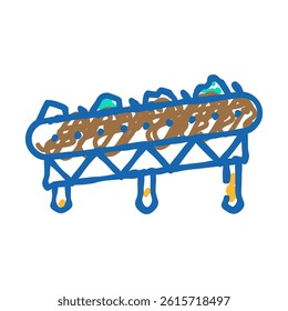 conveyor system mining doodle icon sketch vector. conveyor system mining sign. isolated symbol illustration