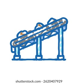 vetor de esboço de ícone de garatuja de mineração do sistema transportador. sinal de mineração do sistema transportador. ilustração de símbolo isolado