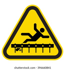 Conveyor, triangular sign.
Symbols characterize dangerous working conditions for workers and employees.