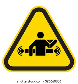 Conveyor, triangular sign.
Symbols characterize dangerous working conditions for workers and employees.