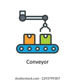 Conveyor Vector Fill outline Icons. Simple stock illustration stock