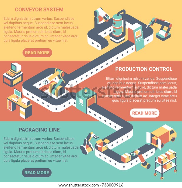 Conveyor Vector Flat Isometric Horizontal Banner Stock Vector (Royalty ...