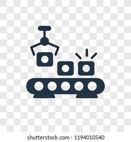 Conveyor vector icon isolated on transparent background, Conveyor transparency logo concept
