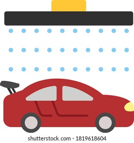 Conveyor Vehicle Wash System Parts Symbol, Decon Wash Tunnel Side View Concept, Automobile Sanitization Service, Steam Shower Vector Color Icon Design, Carwash and Service Station on white background