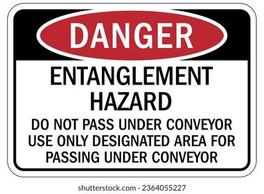 Conveyor warning sign and labels
