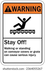 Conveyor warning sign and labels