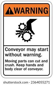 Conveyor warning sign and labels