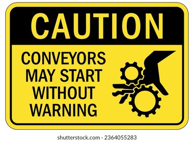 Conveyor warning sign and labels