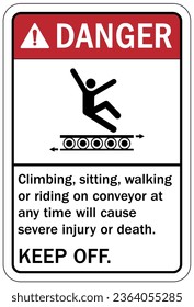 Conveyor warning sign and labels