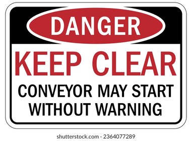 Conveyor warning sign and labels